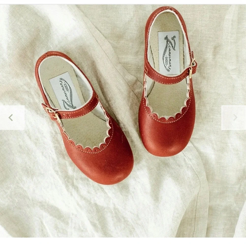 Zimmermann Scalloped Mary Jane Kids Shoes - Red